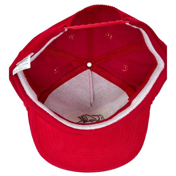 Vtg Six States Distributors Corduroy Snapback Trucker Hat Cap Headliner 80s Red - Picture 11 of 11